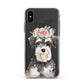 Personalised Miniature Schnauzer Apple iPhone Xs Impact Case Pink Edge on Black Phone