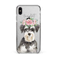 Personalised Miniature Schnauzer Apple iPhone Xs Max Impact Case Black Edge on Silver Phone