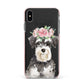 Personalised Miniature Schnauzer Apple iPhone Xs Max Impact Case Pink Edge on Black Phone