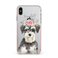 Personalised Miniature Schnauzer Apple iPhone Xs Max Impact Case Pink Edge on Silver Phone
