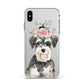 Personalised Miniature Schnauzer Apple iPhone Xs Max Impact Case White Edge on Silver Phone