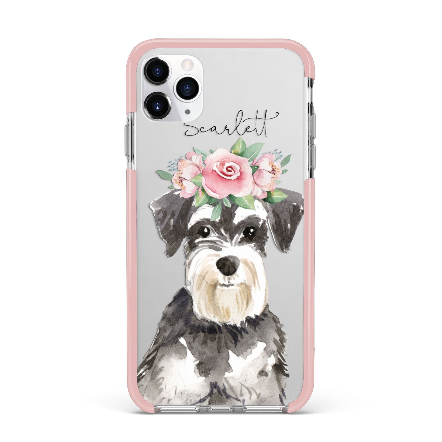 Personalised Miniature Schnauzer iPhone 11 Pro Max Impact Pink Edge Case
