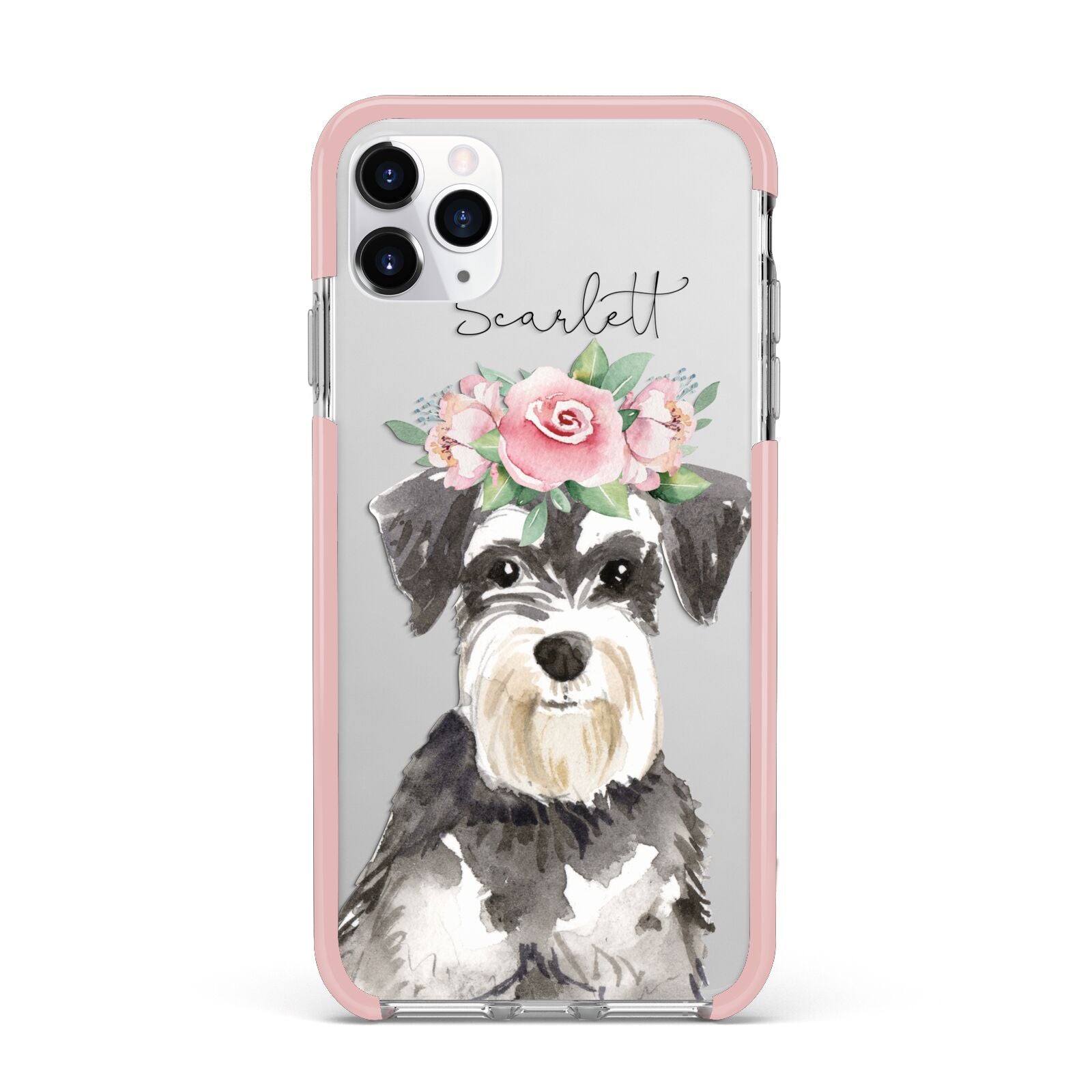 Personalised Miniature Schnauzer iPhone 11 Pro Max Impact Pink Edge Case