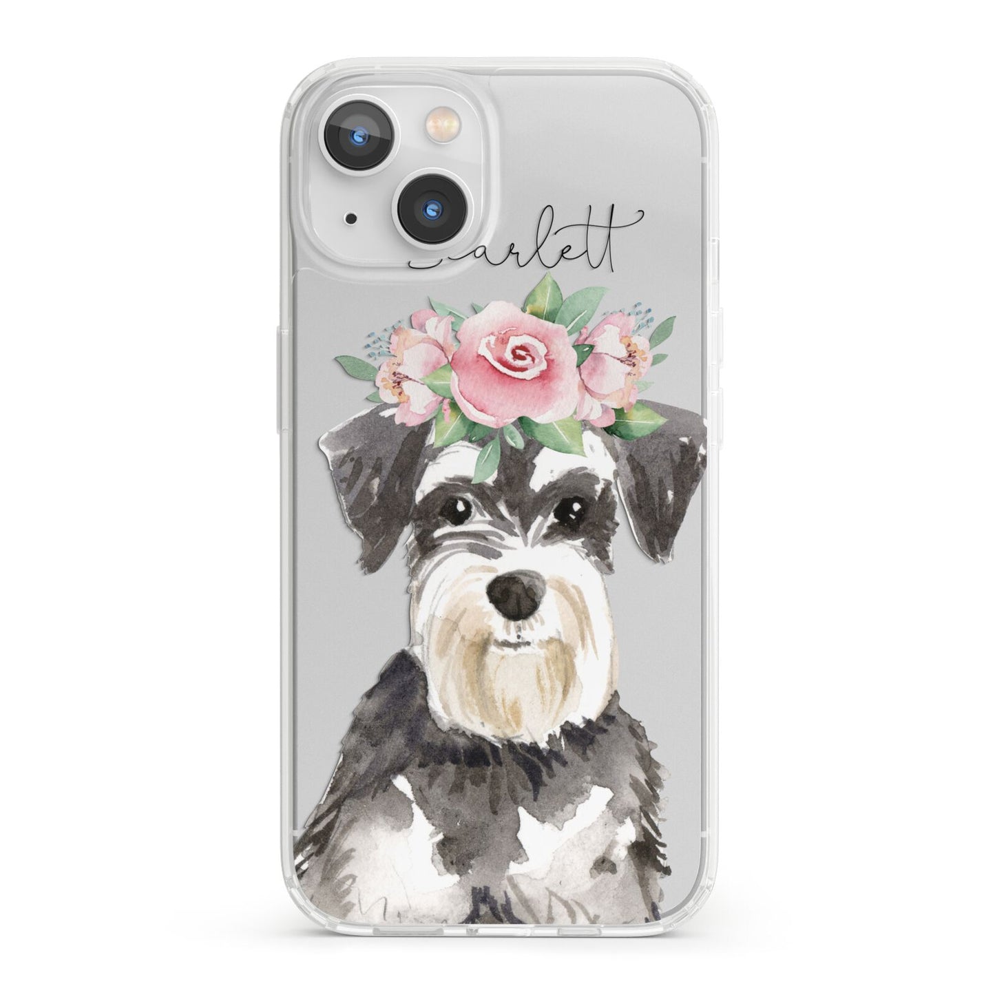 Personalised Miniature Schnauzer iPhone 13 Clear Bumper Case