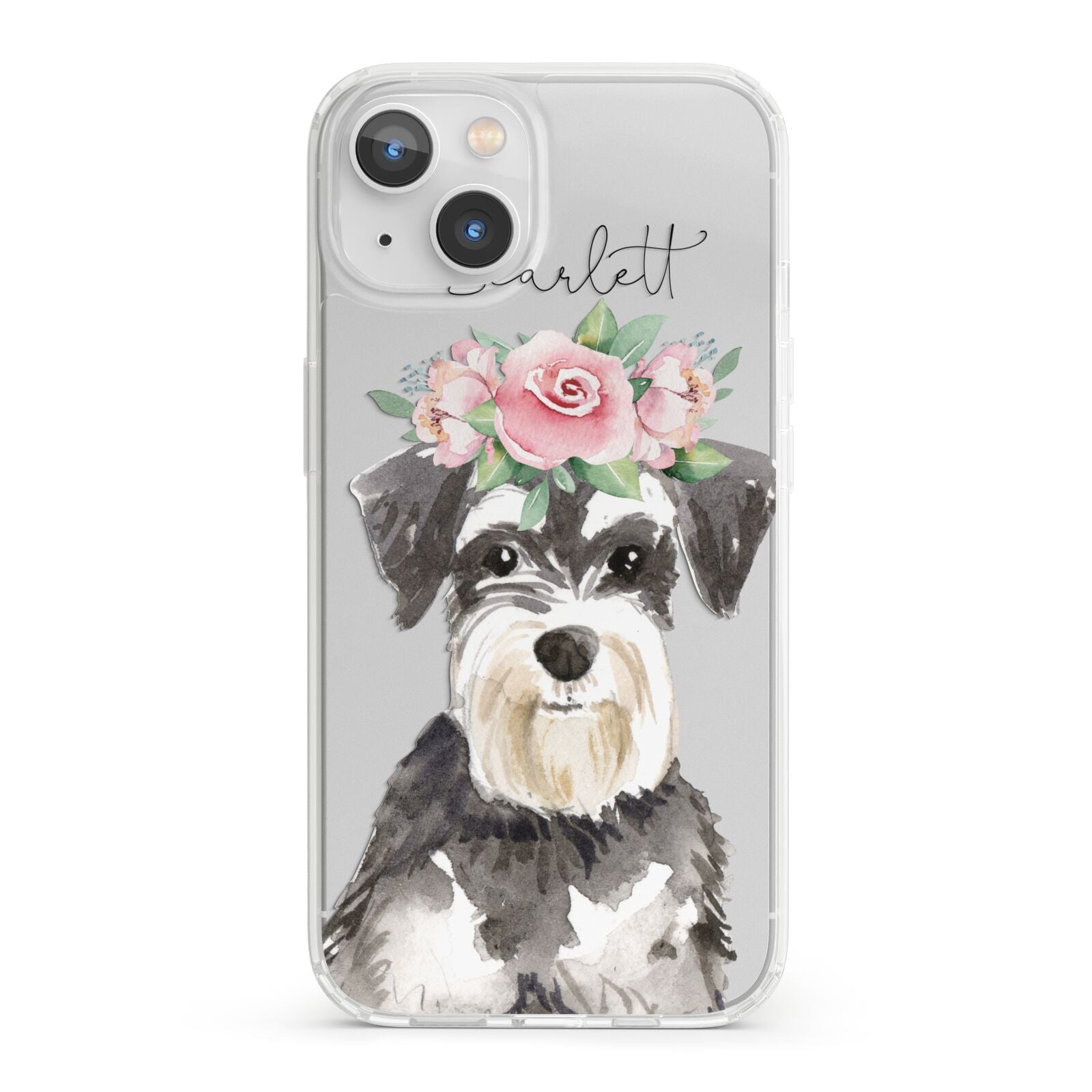 Personalised Miniature Schnauzer iPhone 13 Clear Bumper Case