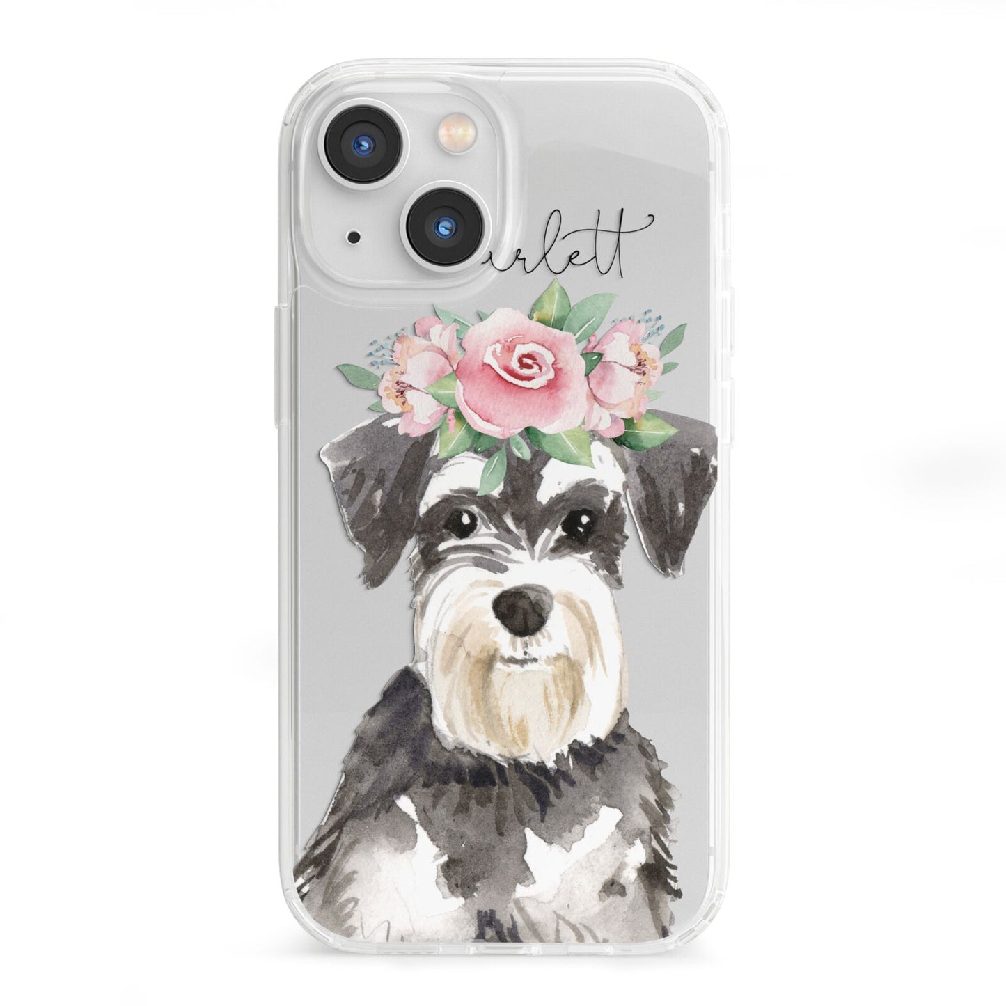 Personalised Miniature Schnauzer iPhone 13 Mini Clear Bumper Case
