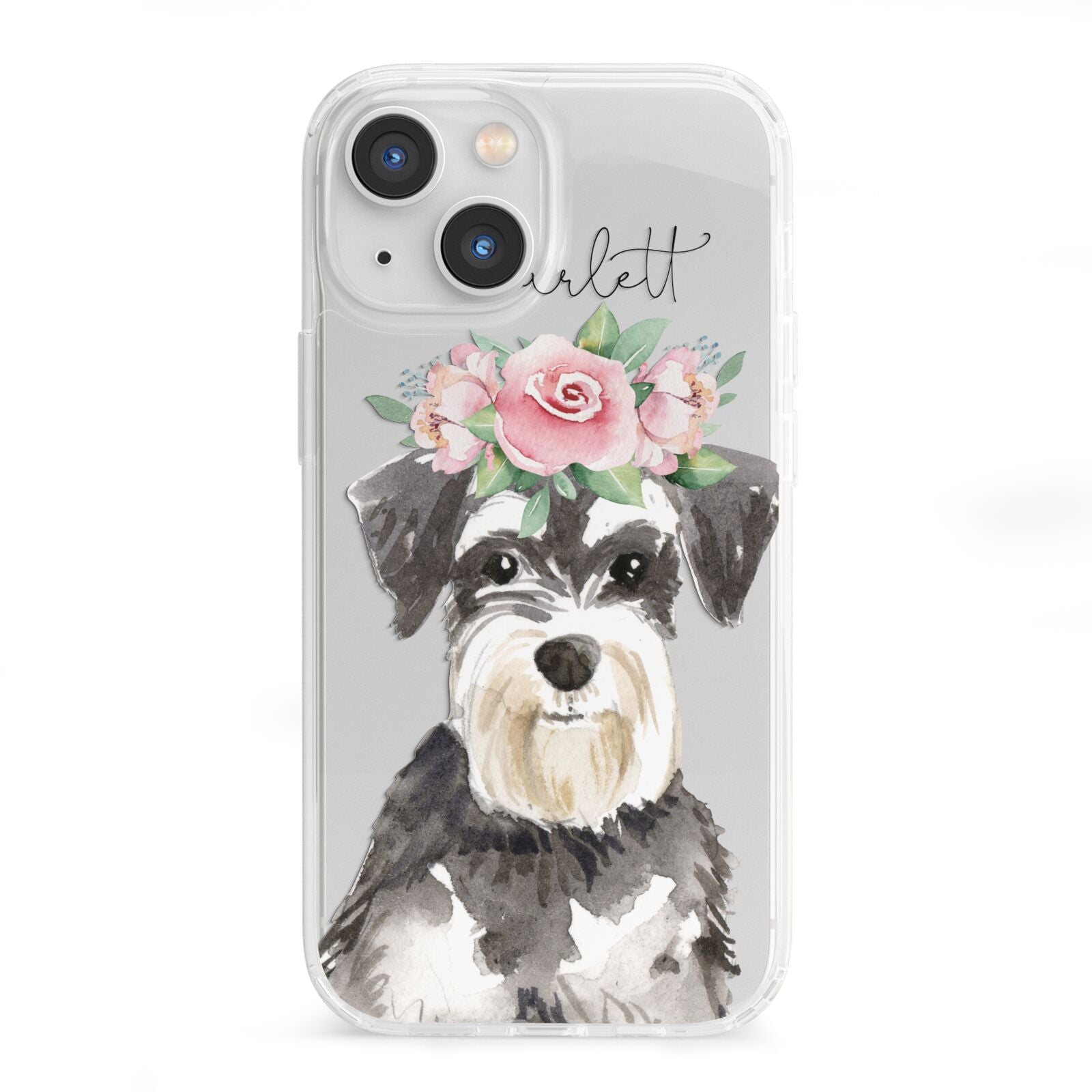 Personalised Miniature Schnauzer iPhone 13 Mini Clear Bumper Case