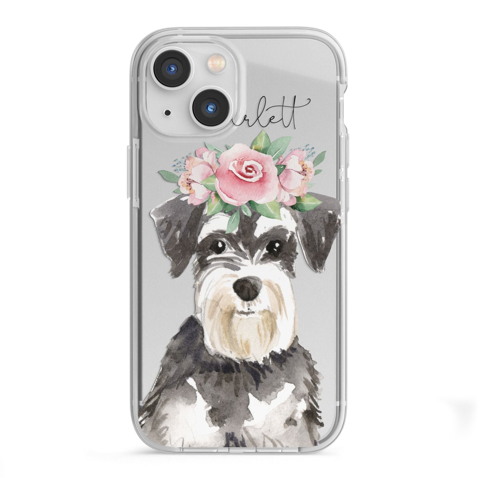 Personalised Miniature Schnauzer iPhone 13 Mini TPU Impact Case with White Edges