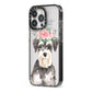Personalised Miniature Schnauzer iPhone 13 Pro Black Impact Case Side Angle on Silver phone