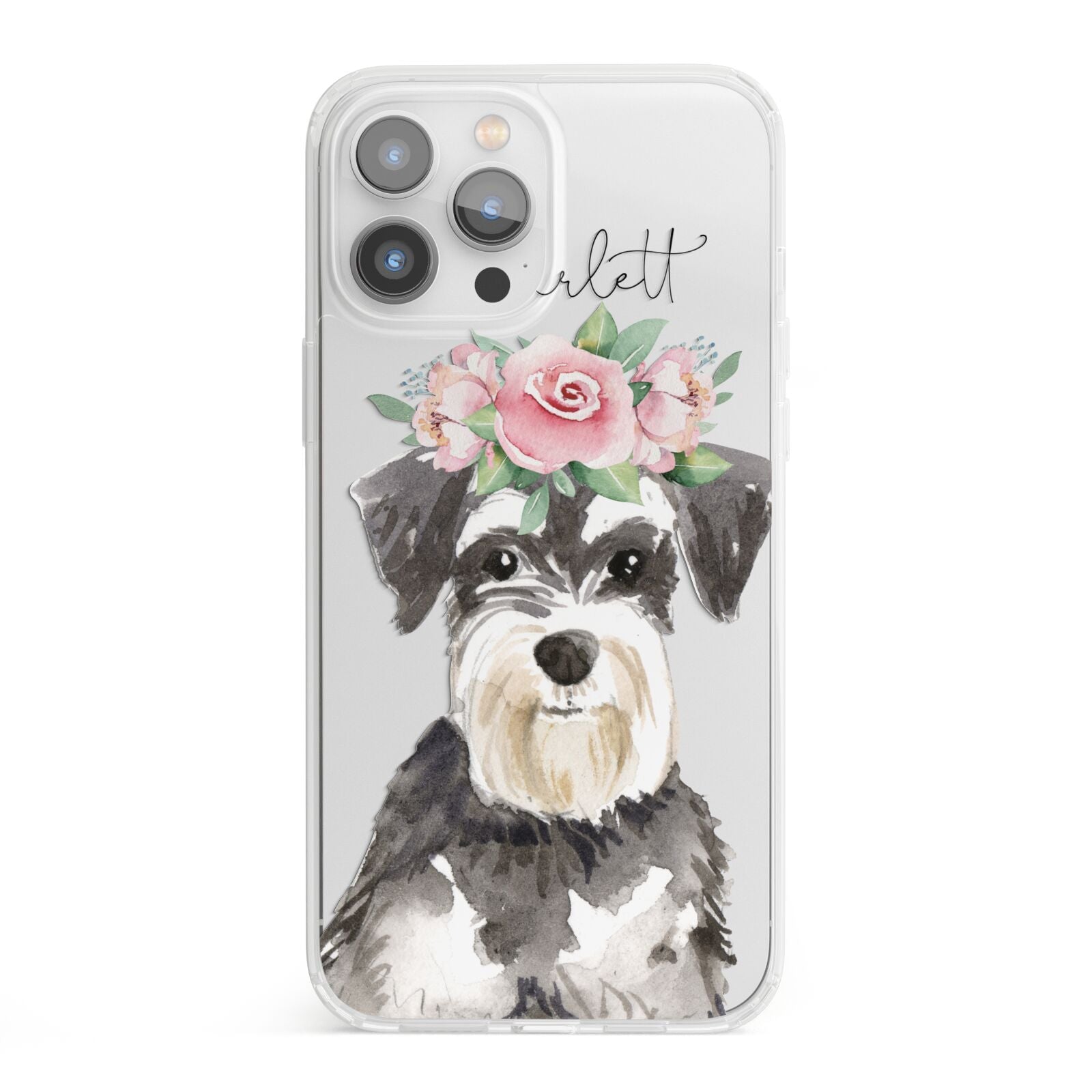 Personalised Miniature Schnauzer iPhone 13 Pro Max Clear Bumper Case