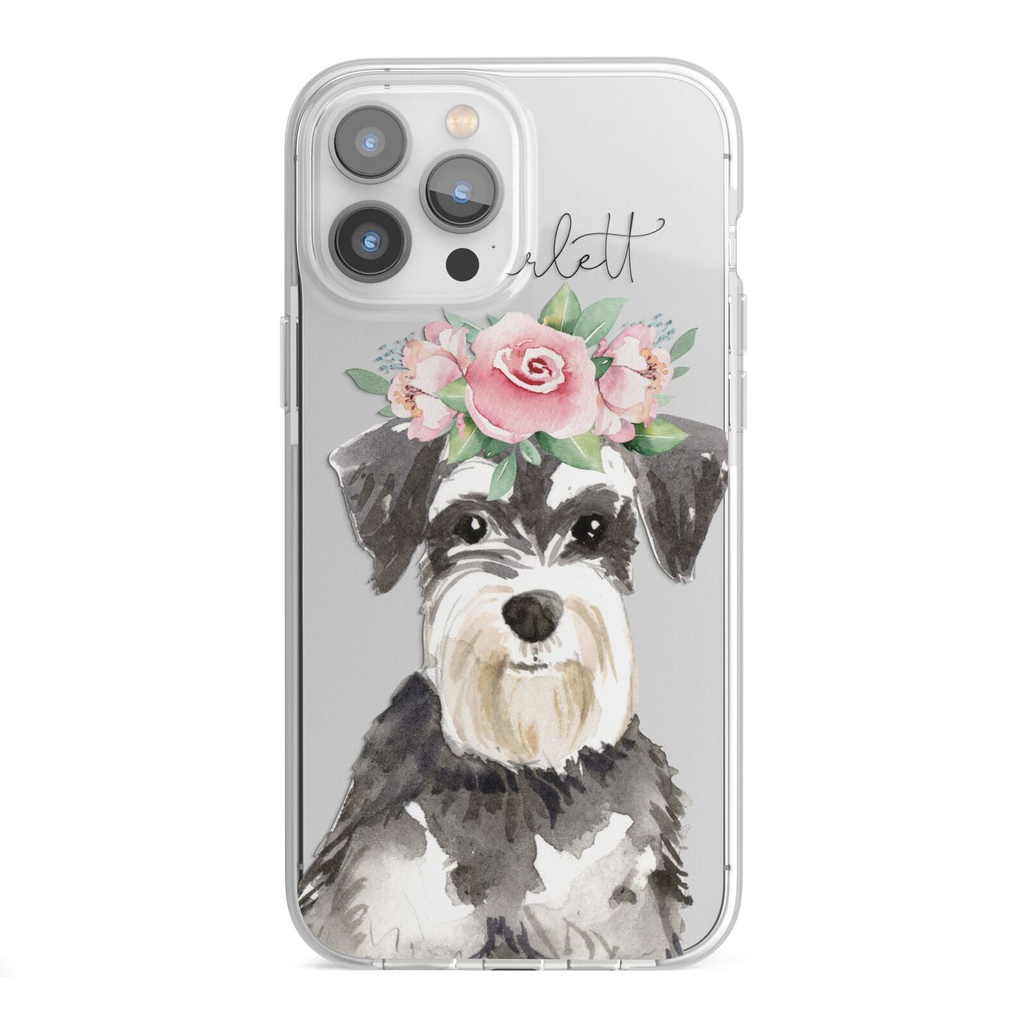Personalised Miniature Schnauzer iPhone 13 Pro Max TPU Impact Case with White Edges