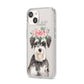 Personalised Miniature Schnauzer iPhone 14 Clear Tough Case Starlight Angled Image