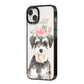 Personalised Miniature Schnauzer iPhone 14 Plus Black Impact Case Side Angle on Silver phone