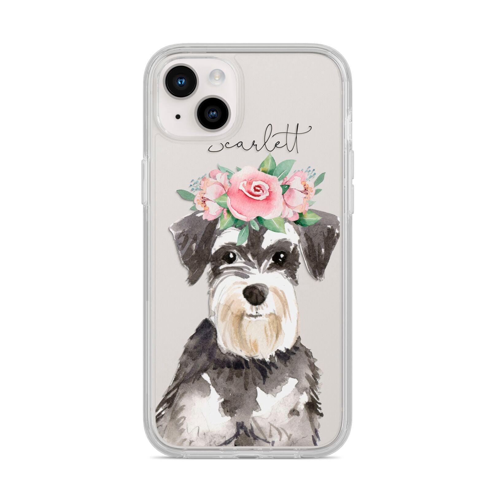 Personalised Miniature Schnauzer iPhone 14 Plus Clear Tough Case Starlight