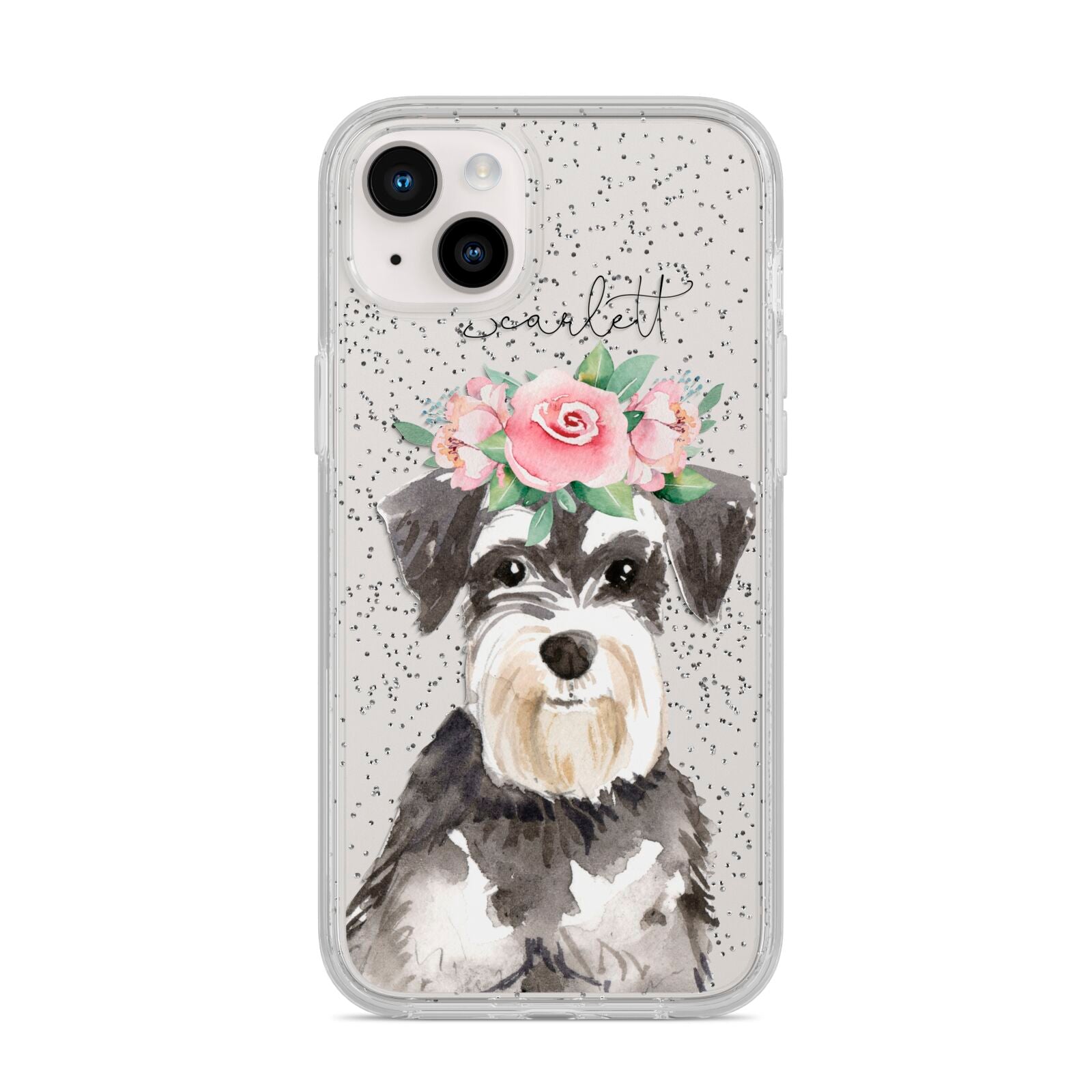 Personalised Miniature Schnauzer iPhone 14 Plus Glitter Tough Case Starlight