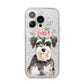 Personalised Miniature Schnauzer iPhone 14 Pro Glitter Tough Case Silver