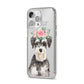 Personalised Miniature Schnauzer iPhone 14 Pro Max Clear Tough Case Silver Angled Image