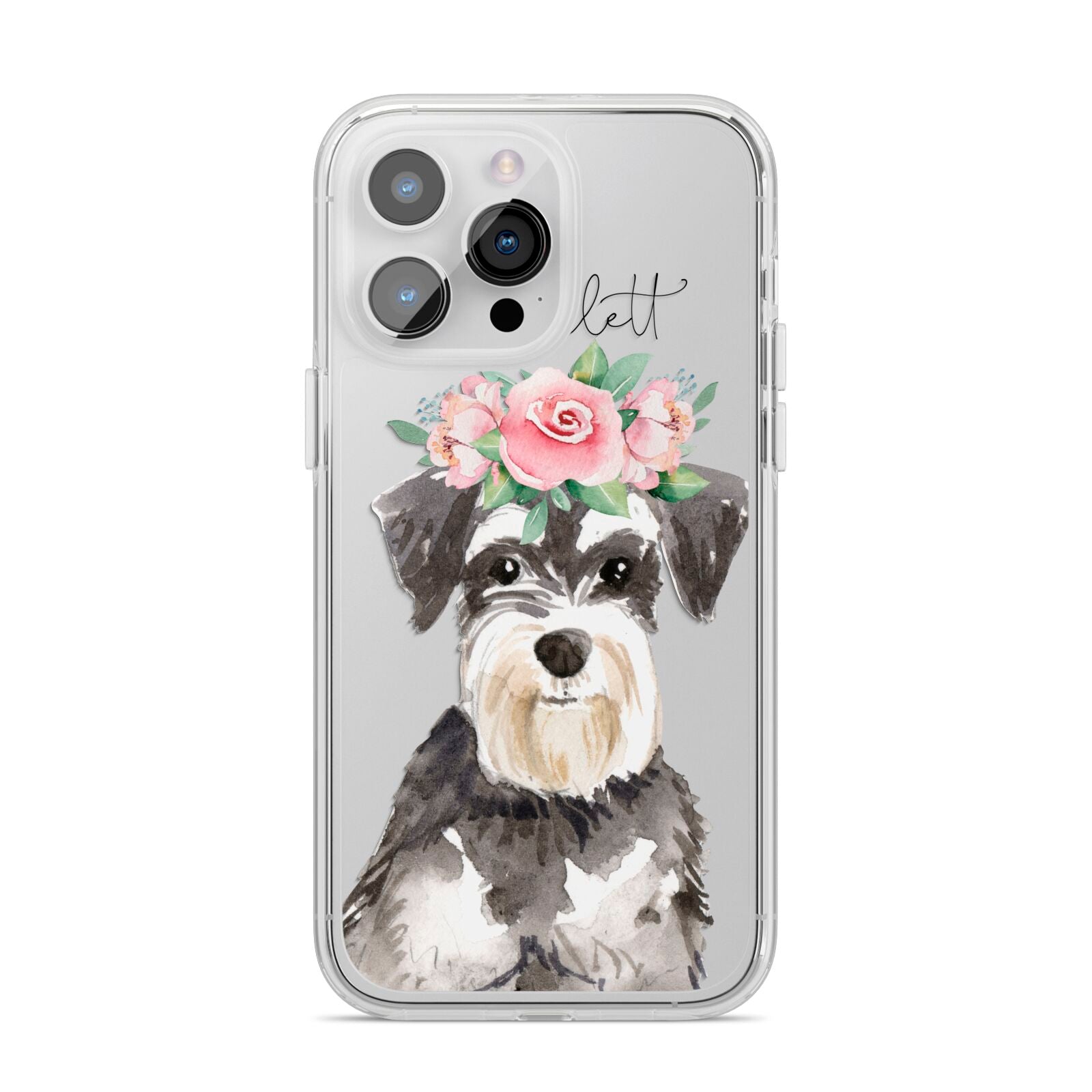 Personalised Miniature Schnauzer iPhone 14 Pro Max Clear Tough Case Silver