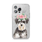 Personalised Miniature Schnauzer iPhone 14 Pro Max Glitter Tough Case Silver