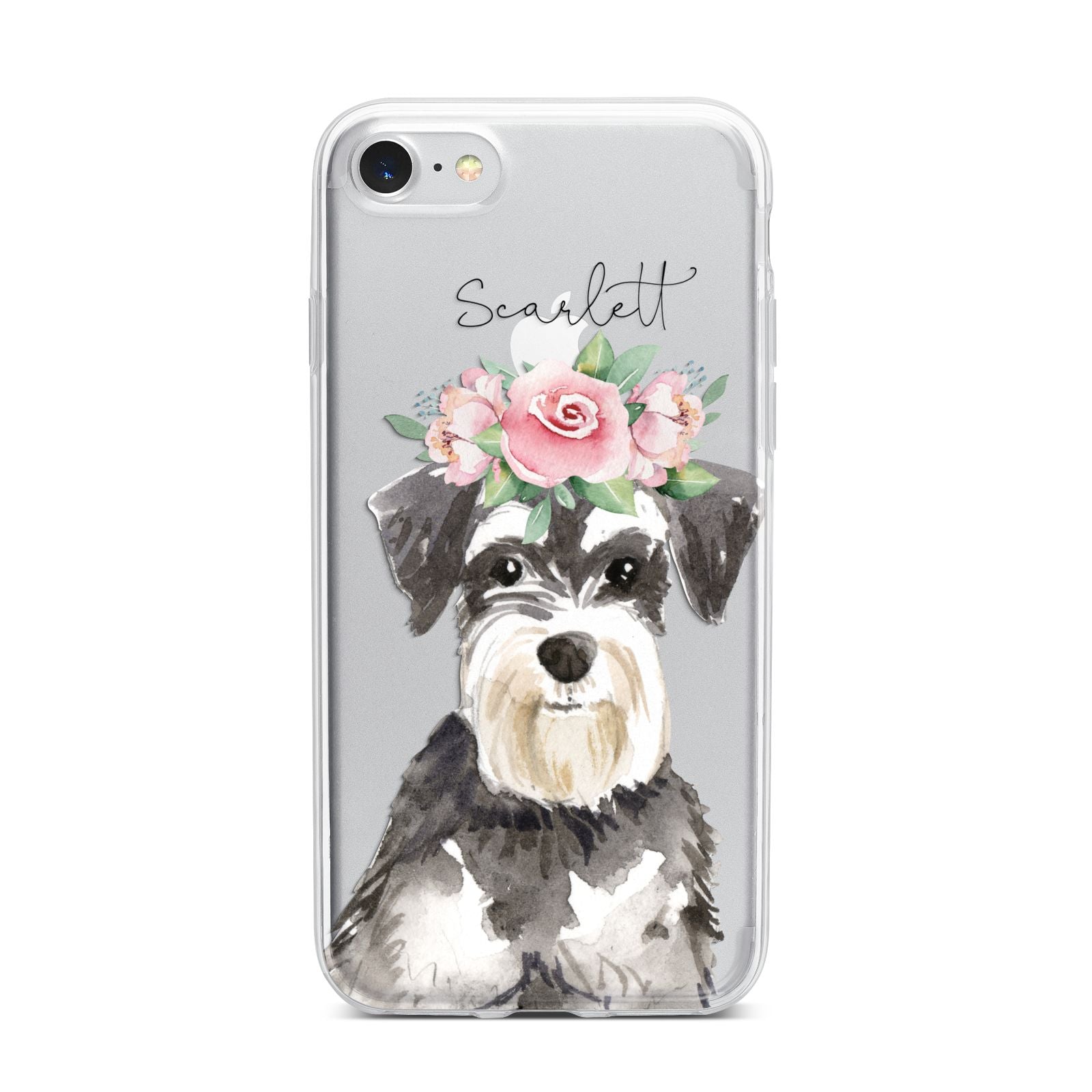 Personalised Miniature Schnauzer iPhone 7 Bumper Case on Silver iPhone