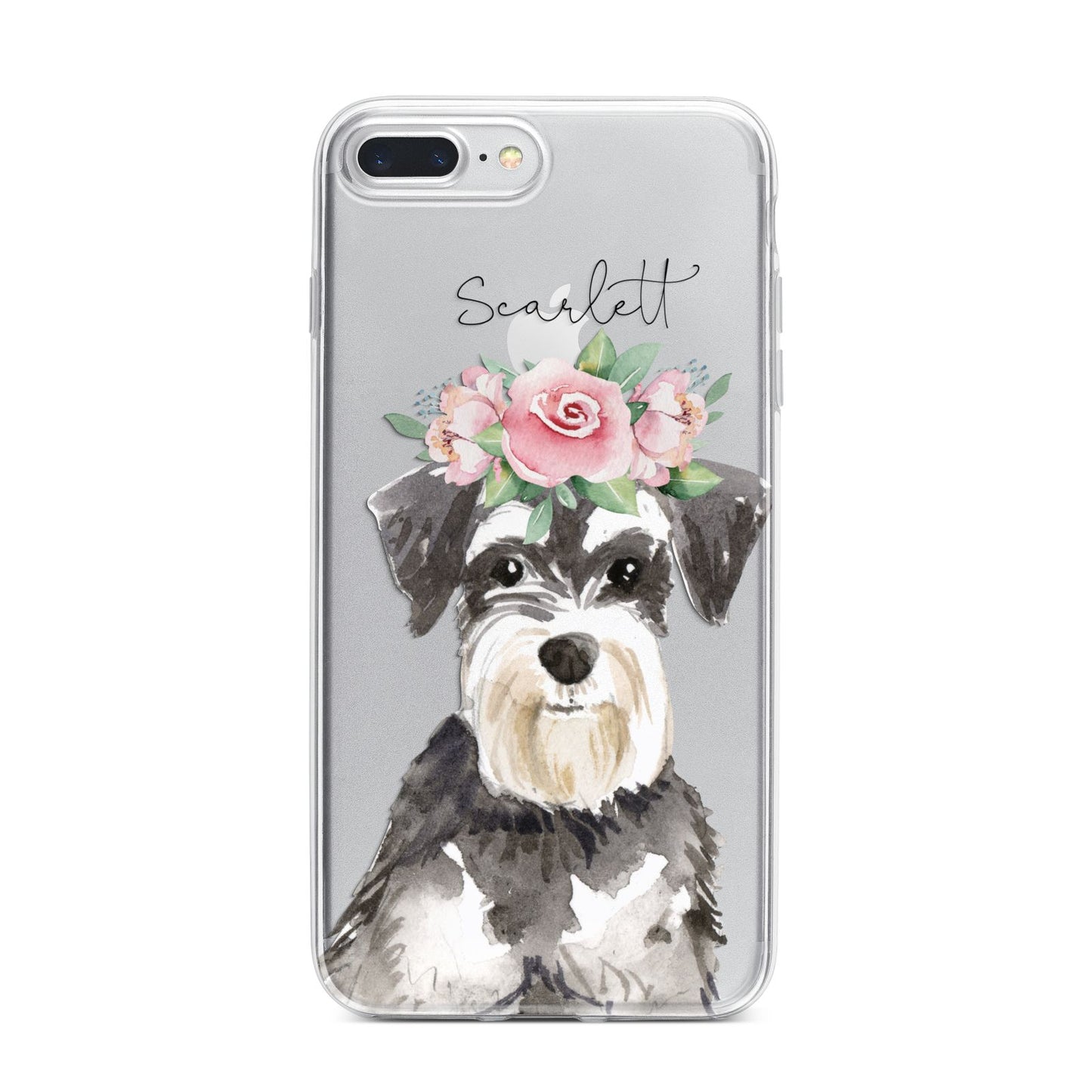 Personalised Miniature Schnauzer iPhone 7 Plus Bumper Case on Silver iPhone