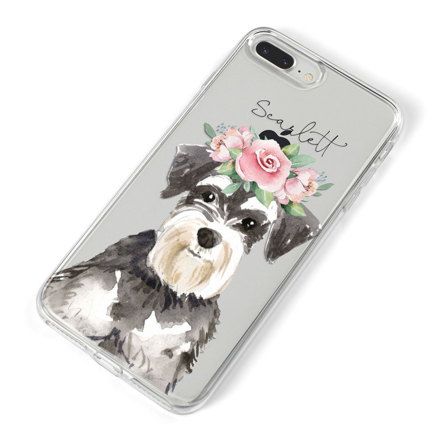 Personalised Miniature Schnauzer iPhone 8 Plus Bumper Case on Silver iPhone Alternative Image