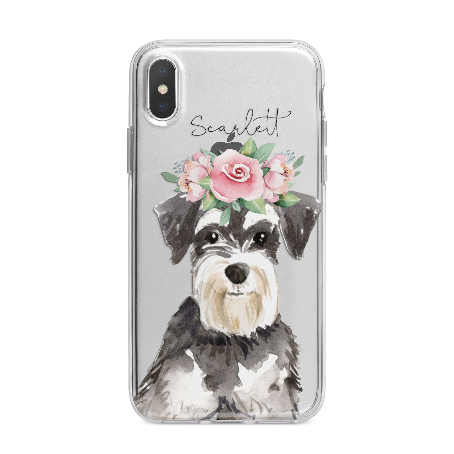 Personalised Miniature Schnauzer iPhone X Bumper Case on Silver iPhone Alternative Image 1