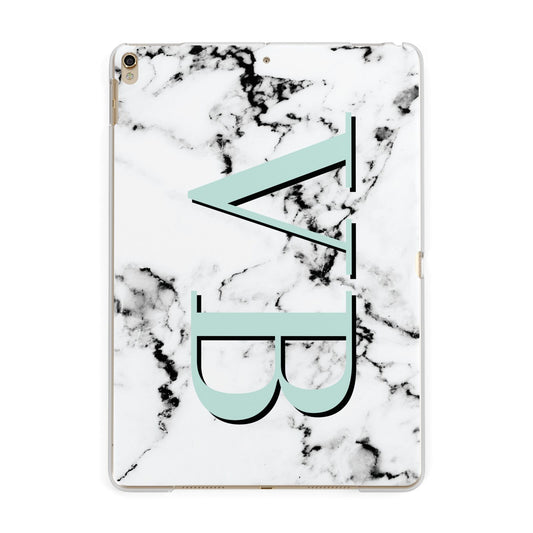 Personalised Mint Big Initials Marble Apple iPad Gold Case