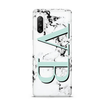Personalised Mint Big Initials Marble Sony Xperia 10 III Case