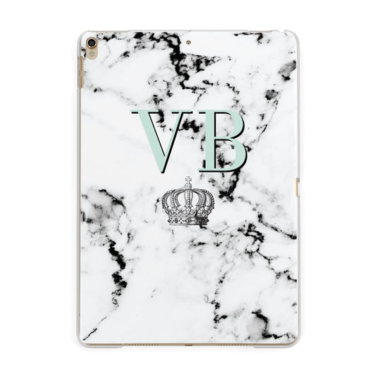 Personalised Mint Crown Initials Marble Apple iPad Gold Case