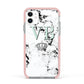 Personalised Mint Crown Initials Marble Apple iPhone 11 in White with Pink Impact Case