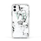 Personalised Mint Crown Initials Marble Apple iPhone 11 in White with White Impact Case