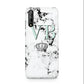 Personalised Mint Crown Initials Marble Huawei Enjoy 10s Phone Case