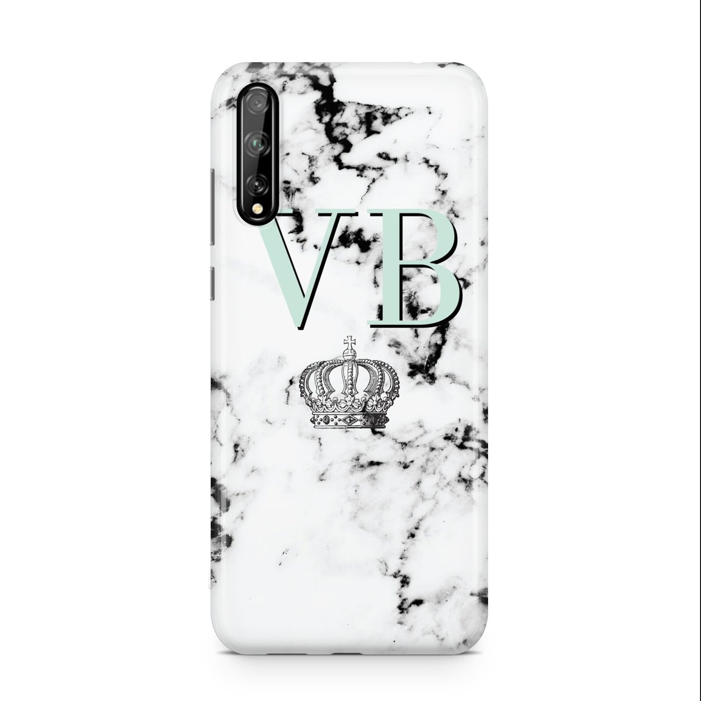 Personalised Mint Crown Initials Marble Huawei Enjoy 10s Phone Case