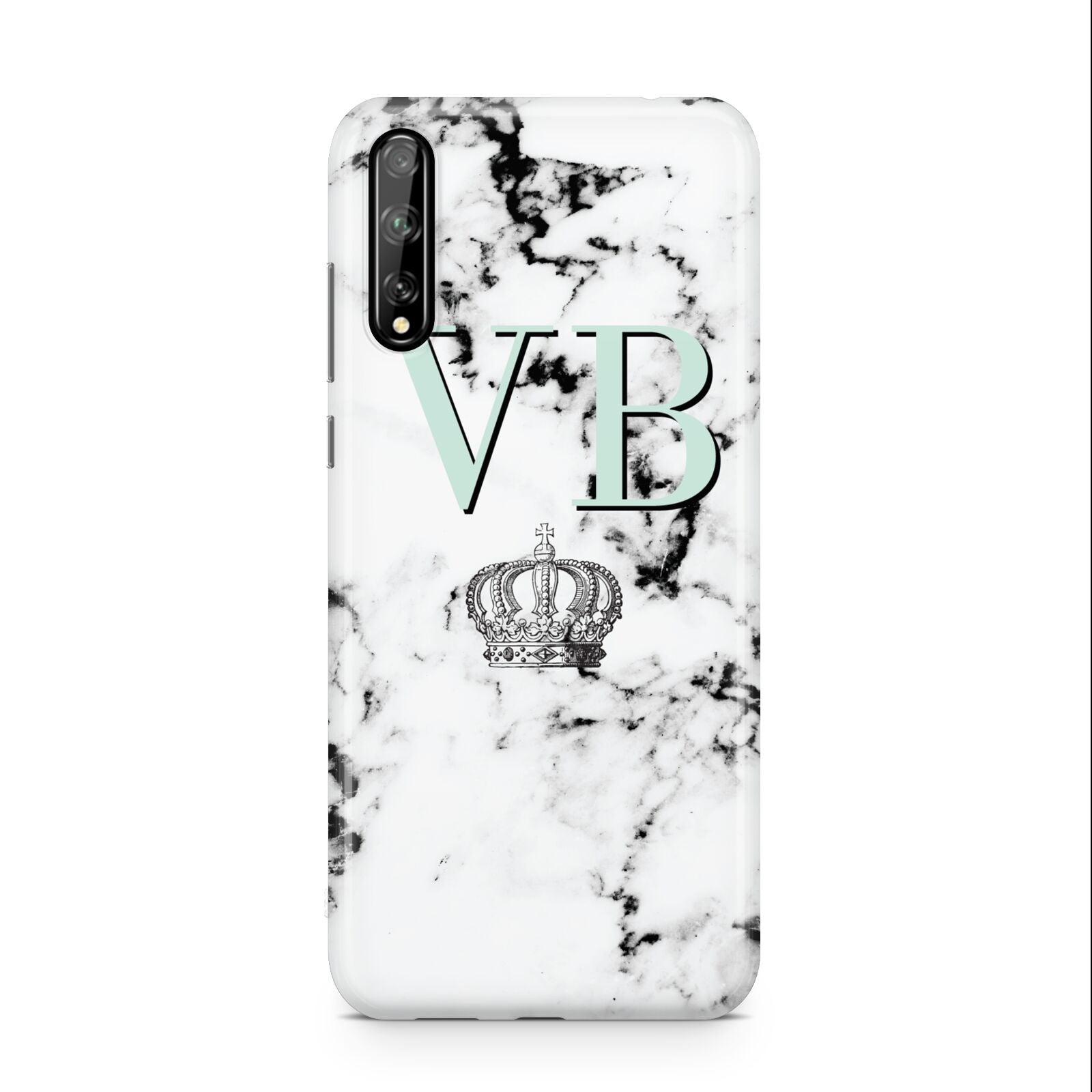 Personalised Mint Crown Initials Marble Huawei Enjoy 10s Phone Case