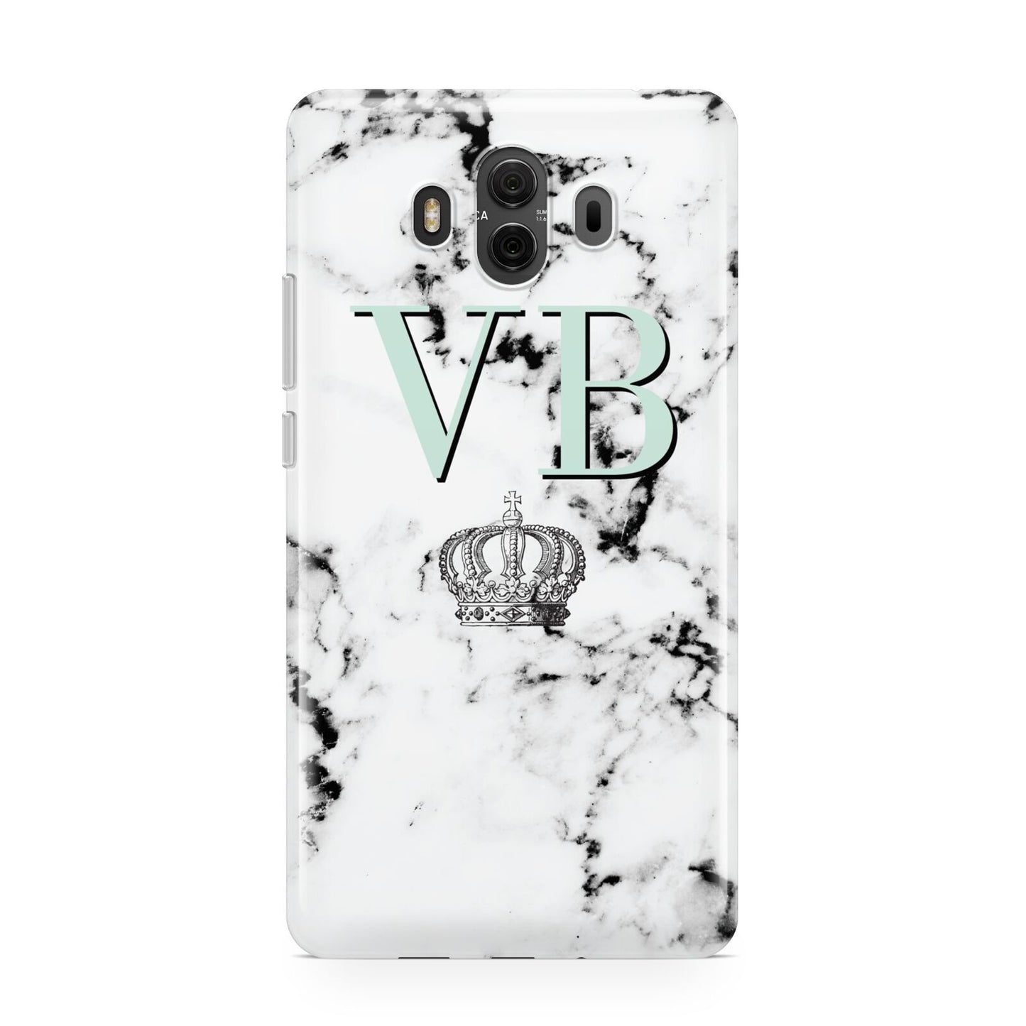 Personalised Mint Crown Initials Marble Huawei Mate 10 Protective Phone Case