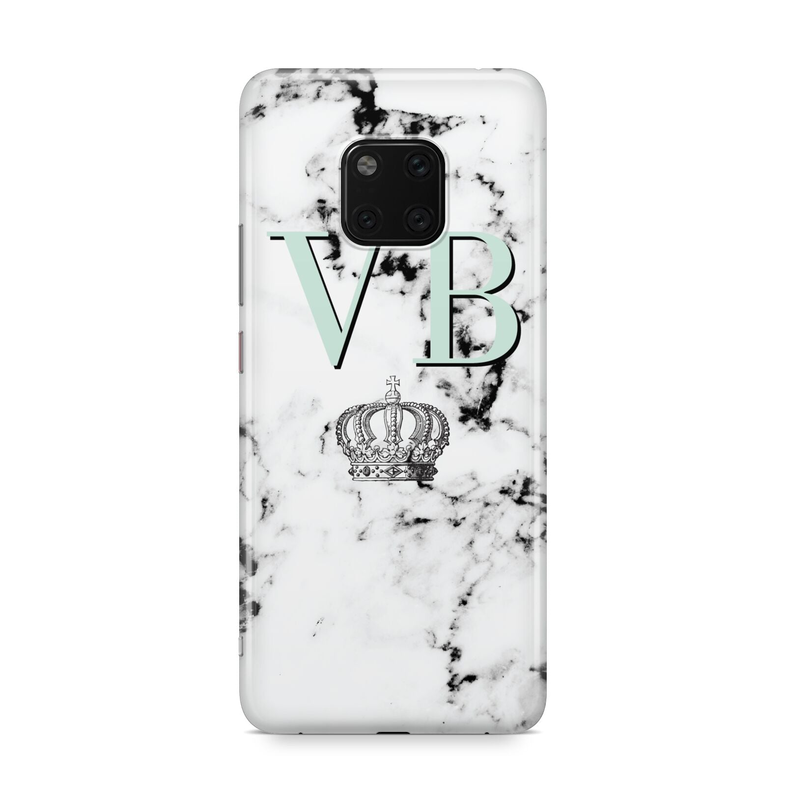 Personalised Mint Crown Initials Marble Huawei Mate 20 Pro Phone Case