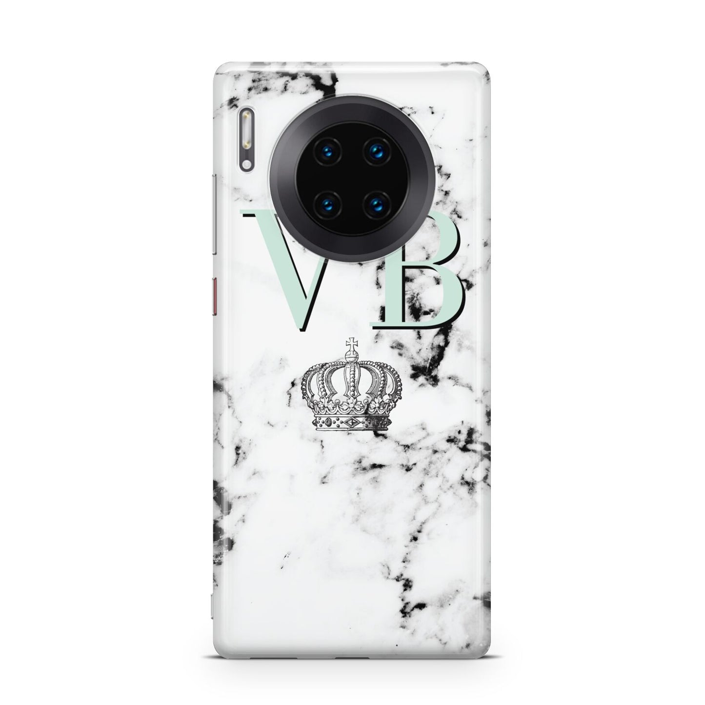 Personalised Mint Crown Initials Marble Huawei Mate 30 Pro Phone Case
