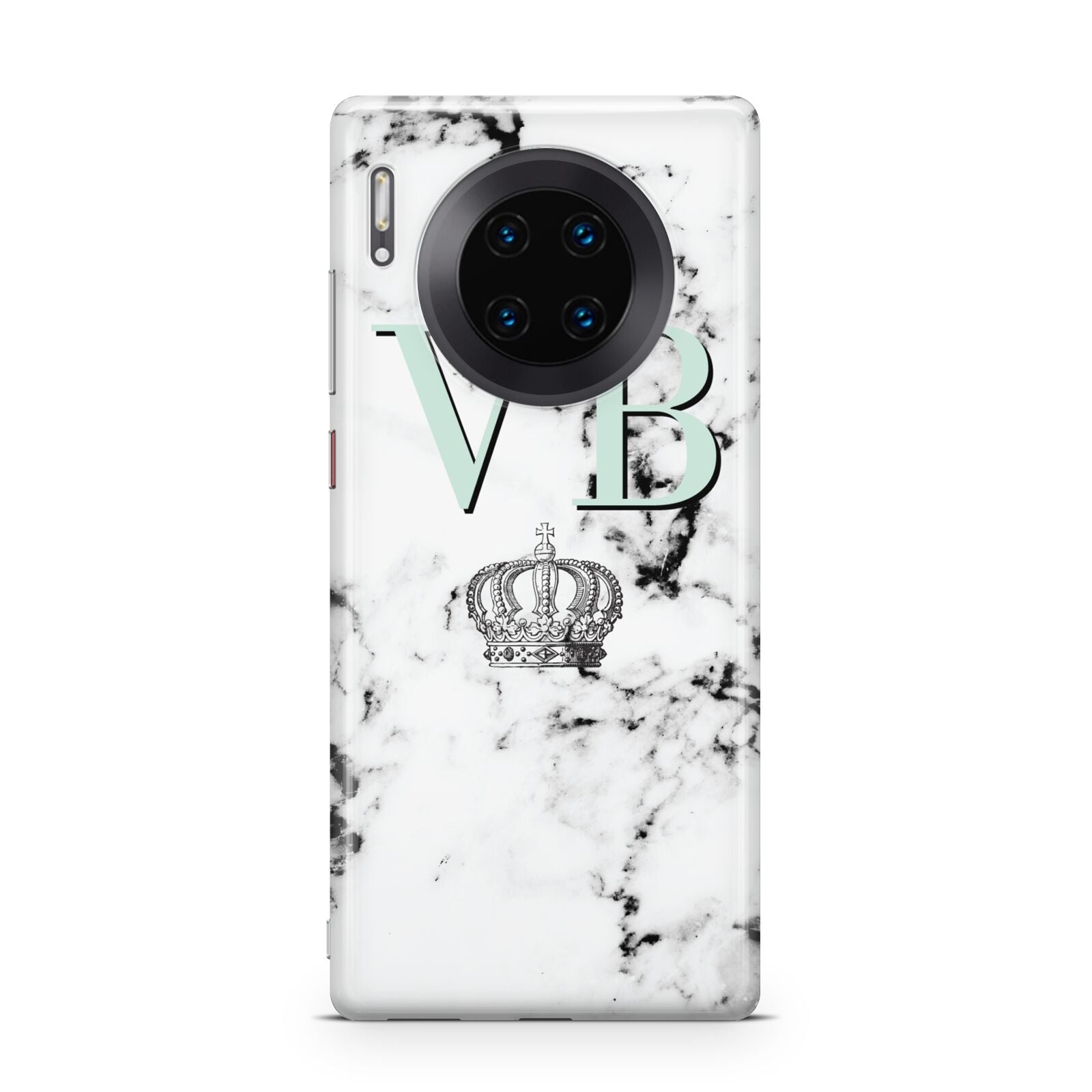 Personalised Mint Crown Initials Marble Huawei Mate 30 Pro Phone Case