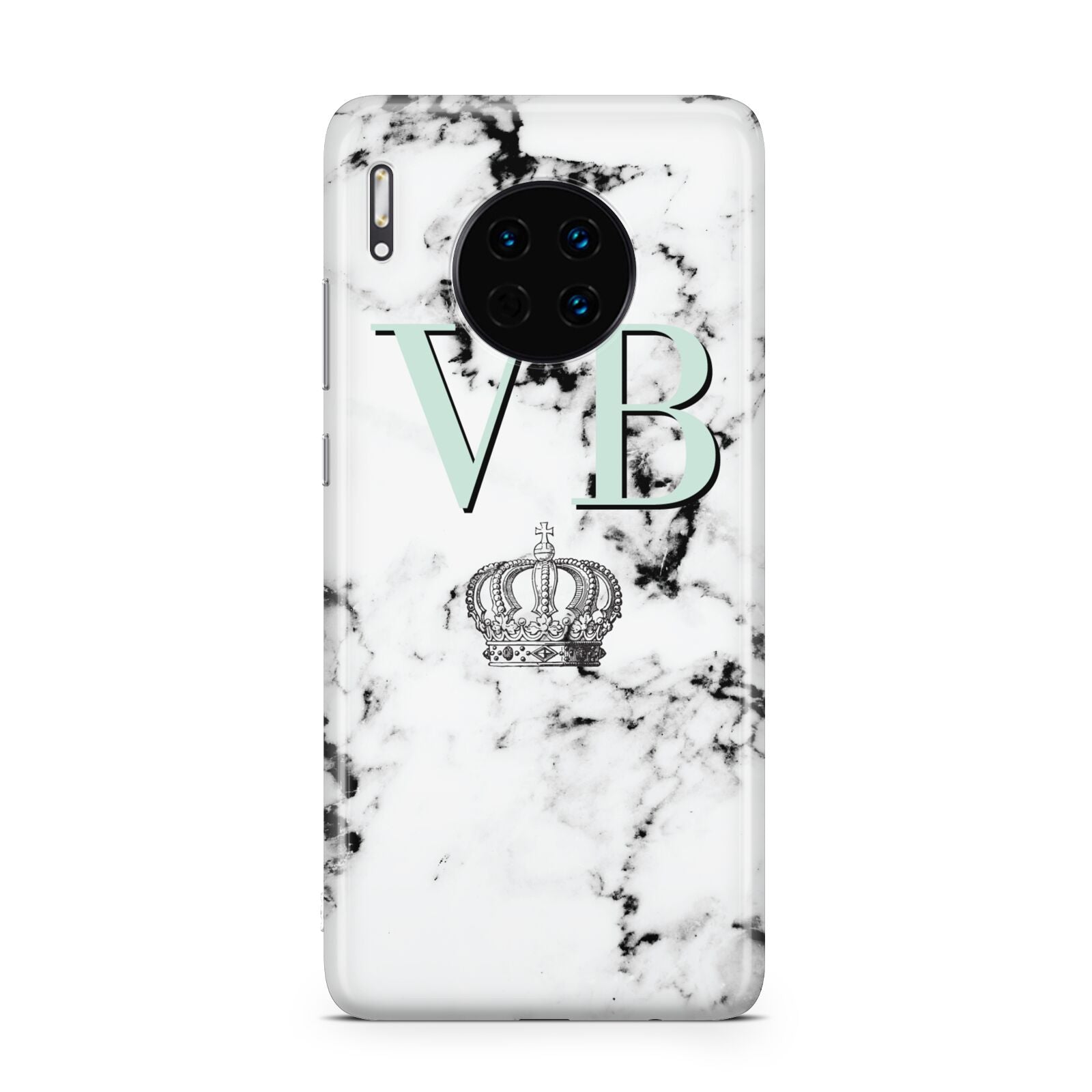 Personalised Mint Crown Initials Marble Huawei Mate 30