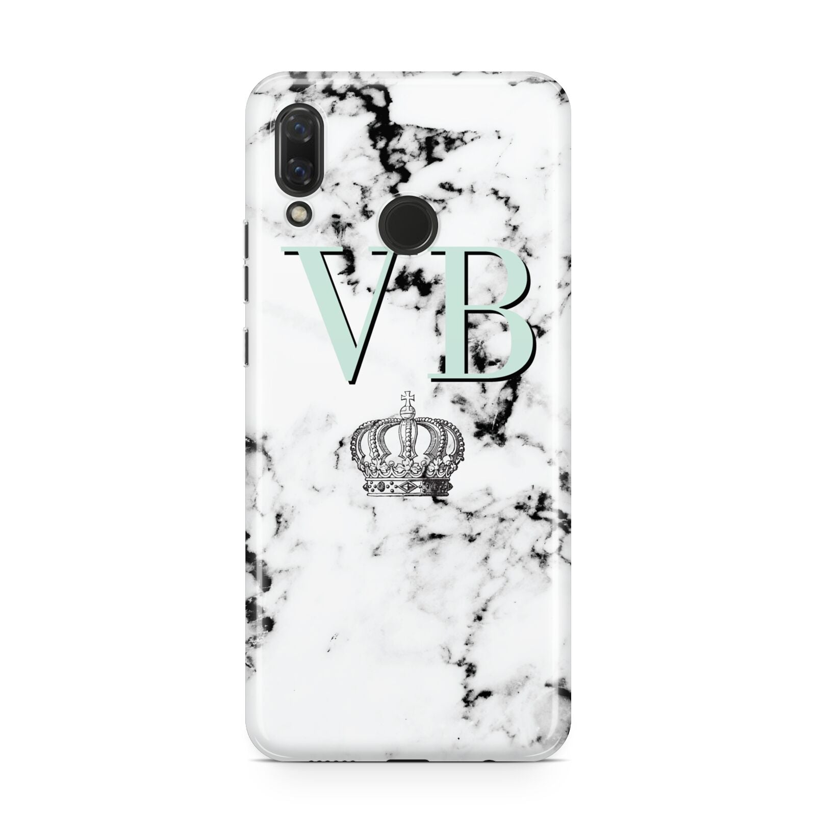 Personalised Mint Crown Initials Marble Huawei Nova 3 Phone Case