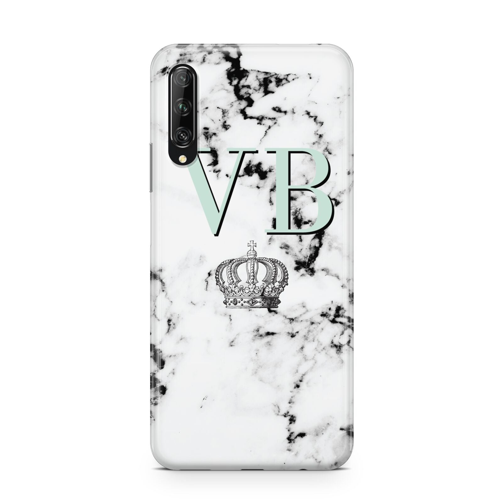 Personalised Mint Crown Initials Marble Huawei P Smart Pro 2019