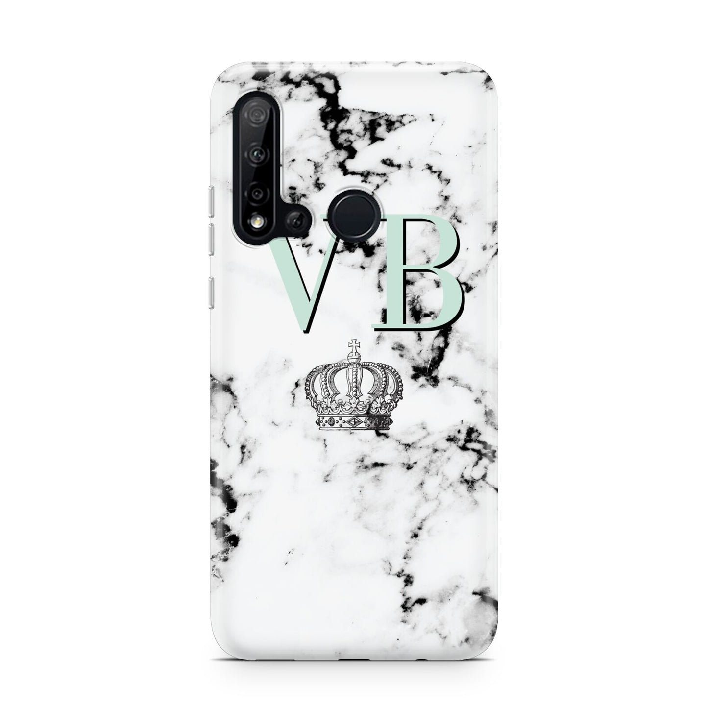 Personalised Mint Crown Initials Marble Huawei P20 Lite 5G Phone Case