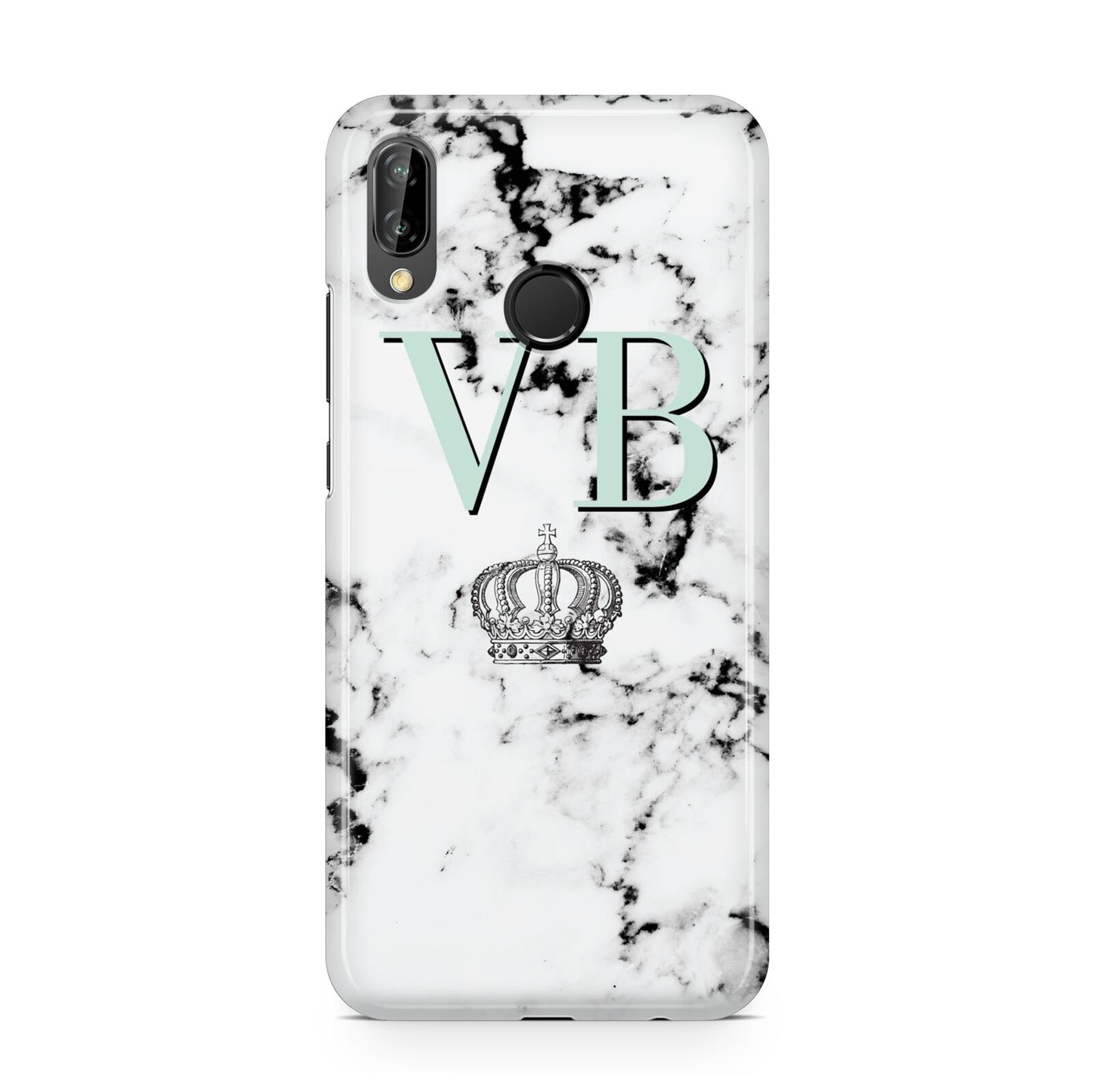 Personalised Mint Crown Initials Marble Huawei P20 Lite Phone Case