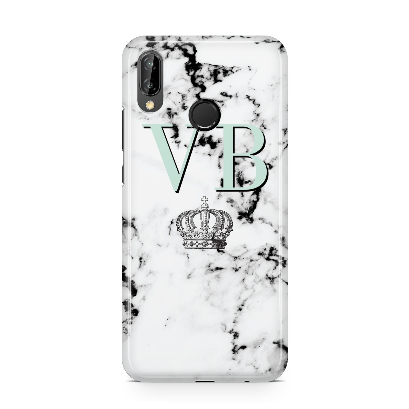 Personalised Mint Crown Initials Marble Huawei P20 Lite Phone Case