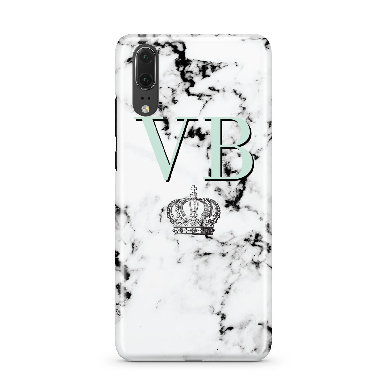 Personalised Mint Crown Initials Marble Huawei P20 Phone Case