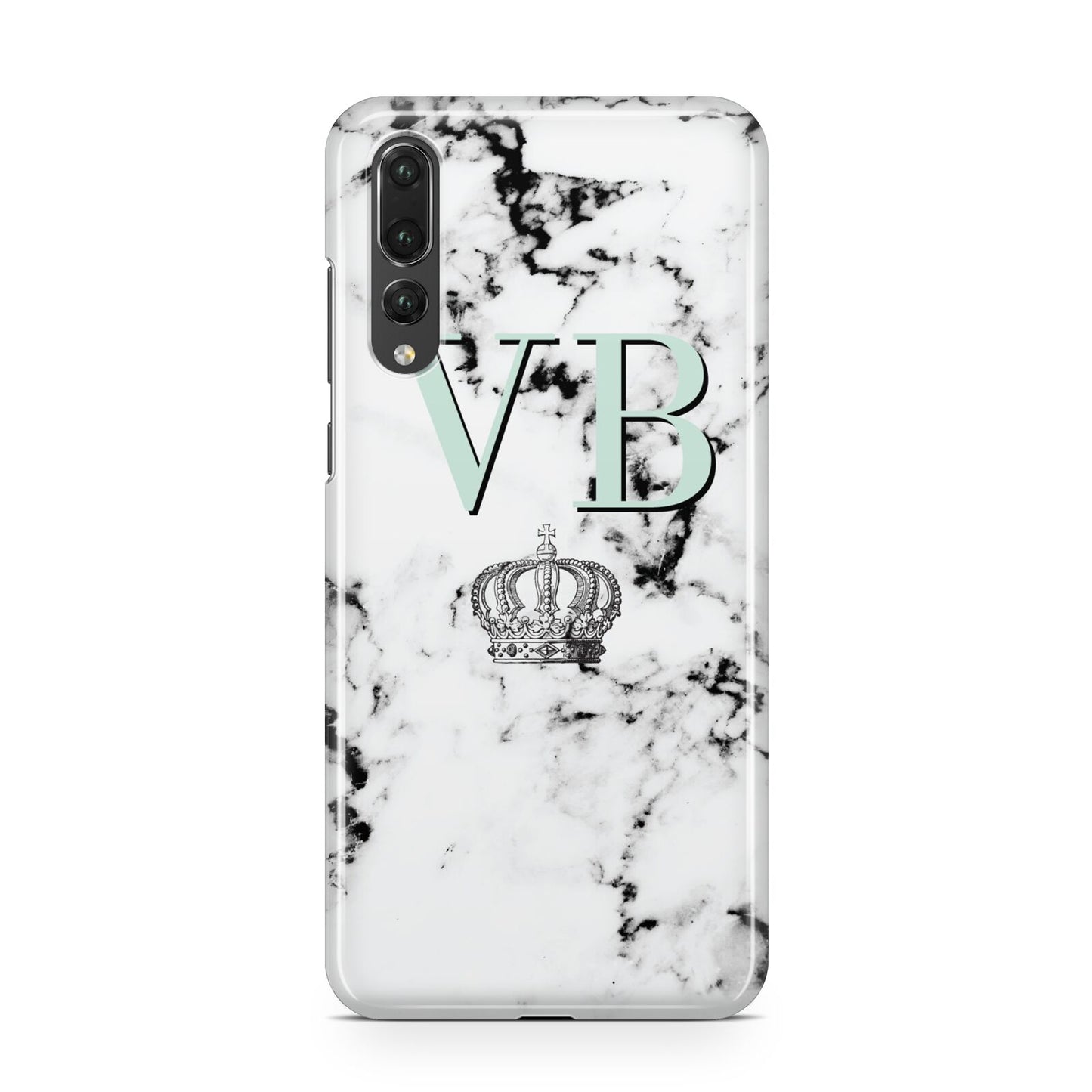 Personalised Mint Crown Initials Marble Huawei P20 Pro Phone Case