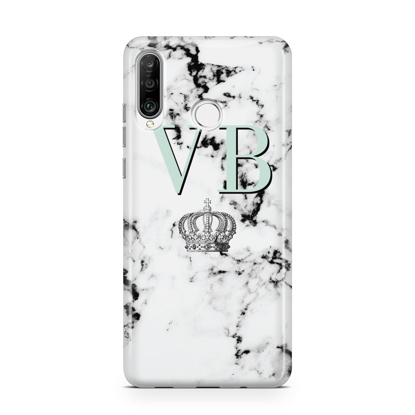 Personalised Mint Crown Initials Marble Huawei P30 Lite Phone Case