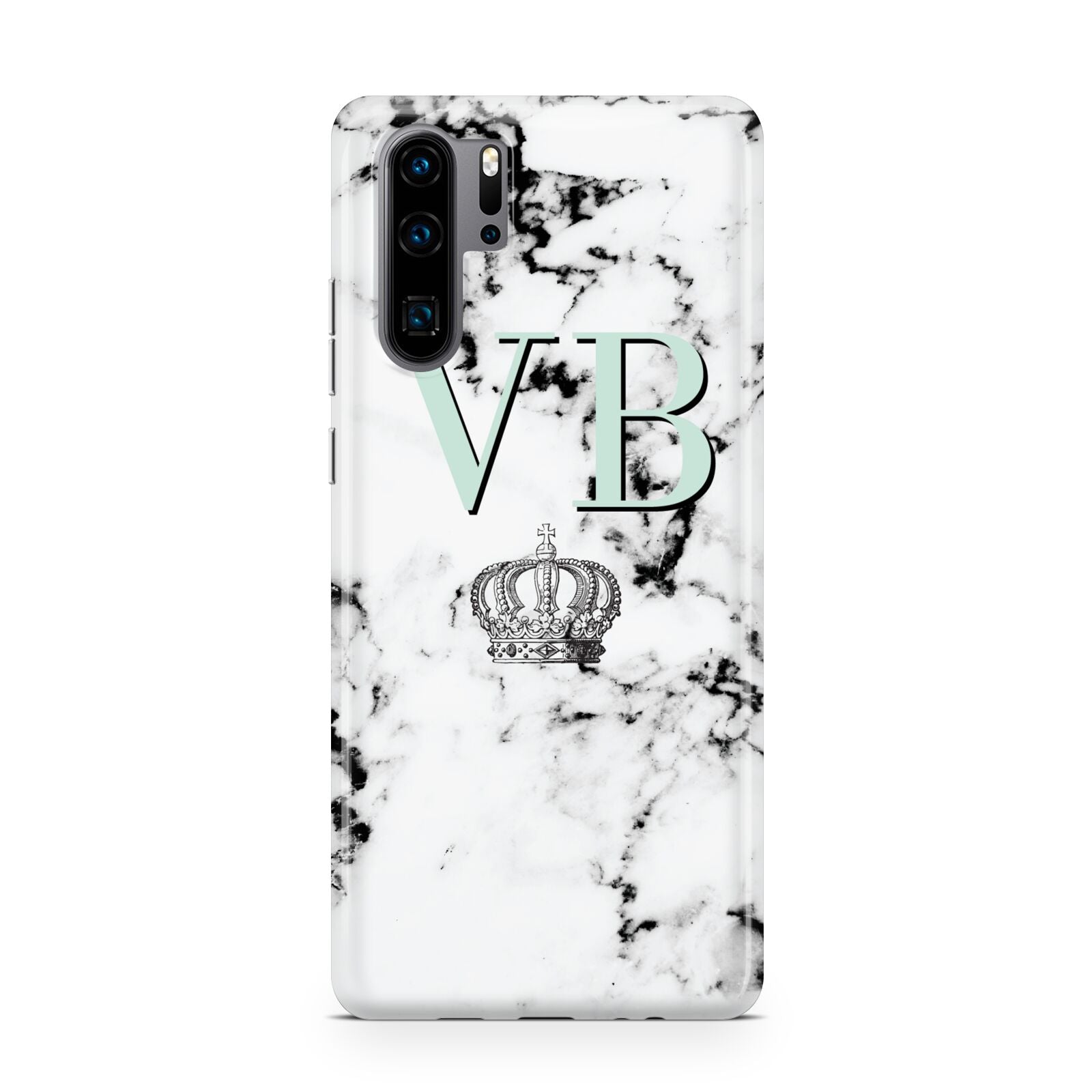 Personalised Mint Crown Initials Marble Huawei P30 Pro Phone Case