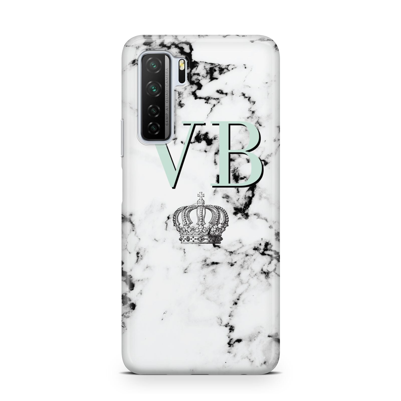 Personalised Mint Crown Initials Marble Huawei P40 Lite 5G Phone Case
